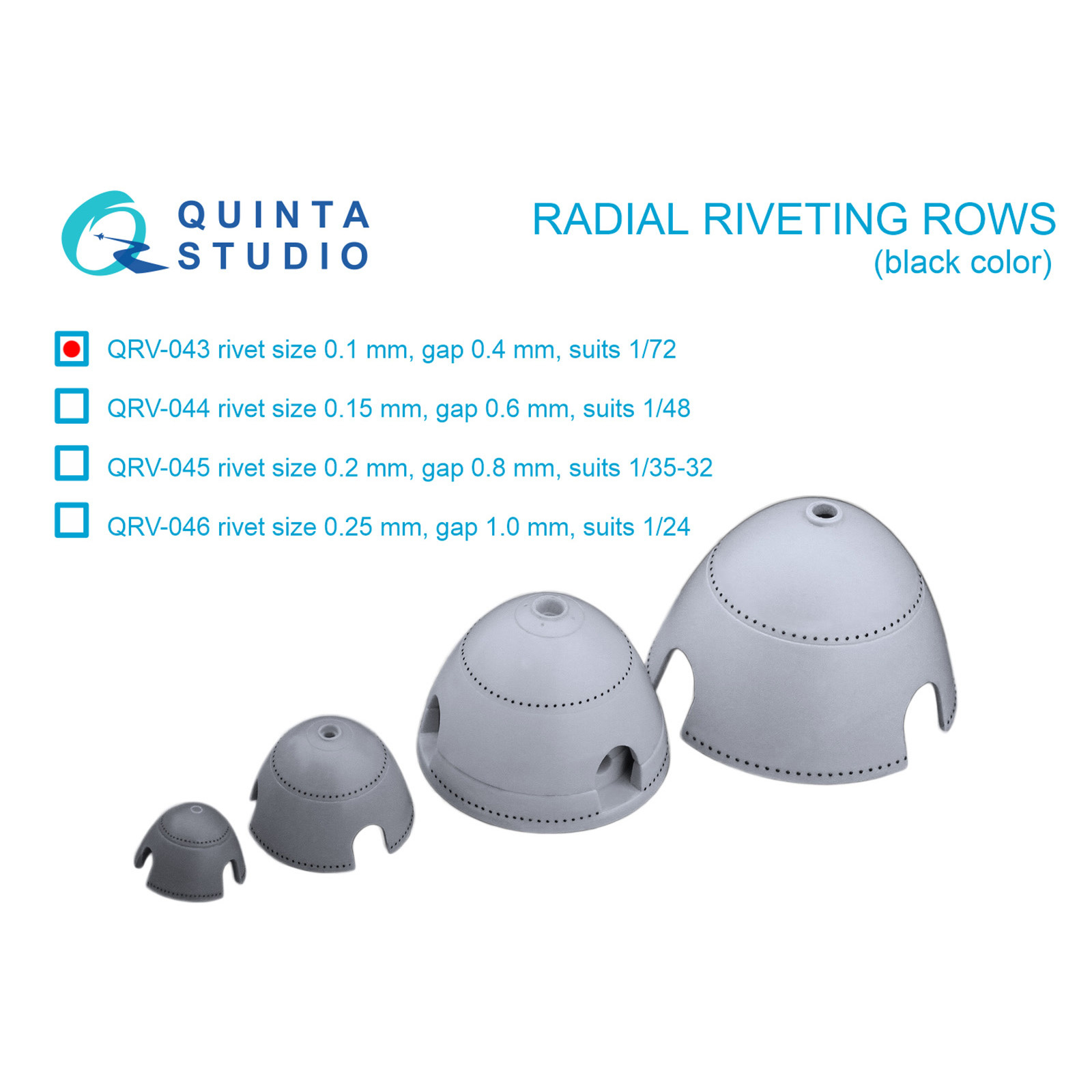 

Радиальные клепочные ряды Quinta Studio 1/72 размер клепки 0 10 mm интервал 0 4 QRV-043, Однотонный