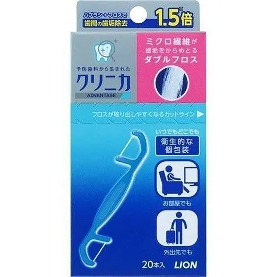 

Зубная нить Lion Clinica Sponge Floss двойная двухсторонняя 20 шт, Белый, Clinica Sponge Floss