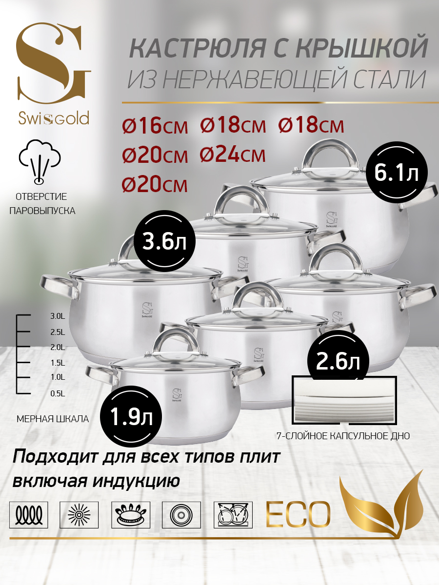 

Набор посуды Swisgold, SG-18039 Venus 12 предметов