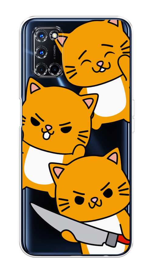 

Чехол на Oppo A52/A72 "Опасные котики", Оранжевый;серый;белый, 253150-1