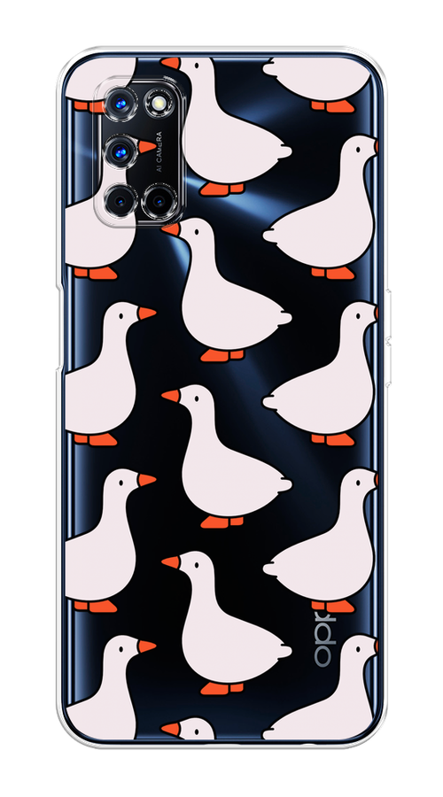 

Чехол на Oppo A52/A72 "Гуси", Прозрачный;белый;оранжевый, 253150-1