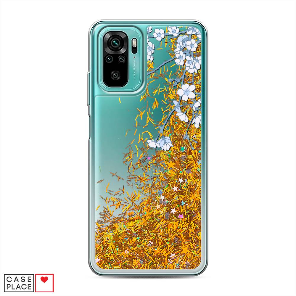 фото Жидкий чехол с блестками "цветочная фантазия 3" на xiaomi redmi note 10 awog