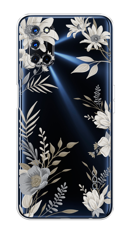 

Чехол на Oppo A52/A72 "Цветы сепия", Серый;прозрачный;зеленый;белый, 253150-1