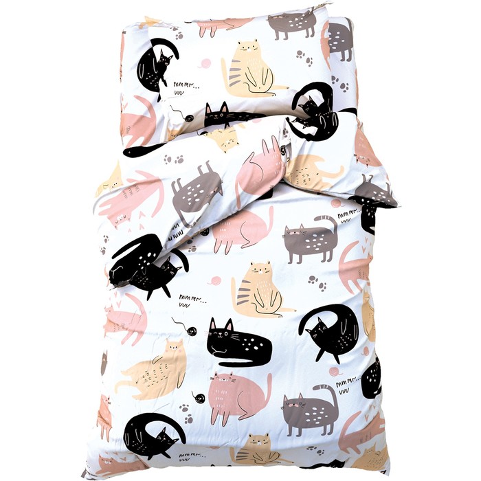 

Постельное бельё Этель 1.5 сп Cat party, 143*215 см, 150*214 см, 50*70 см -1 шт,бязь, Белый