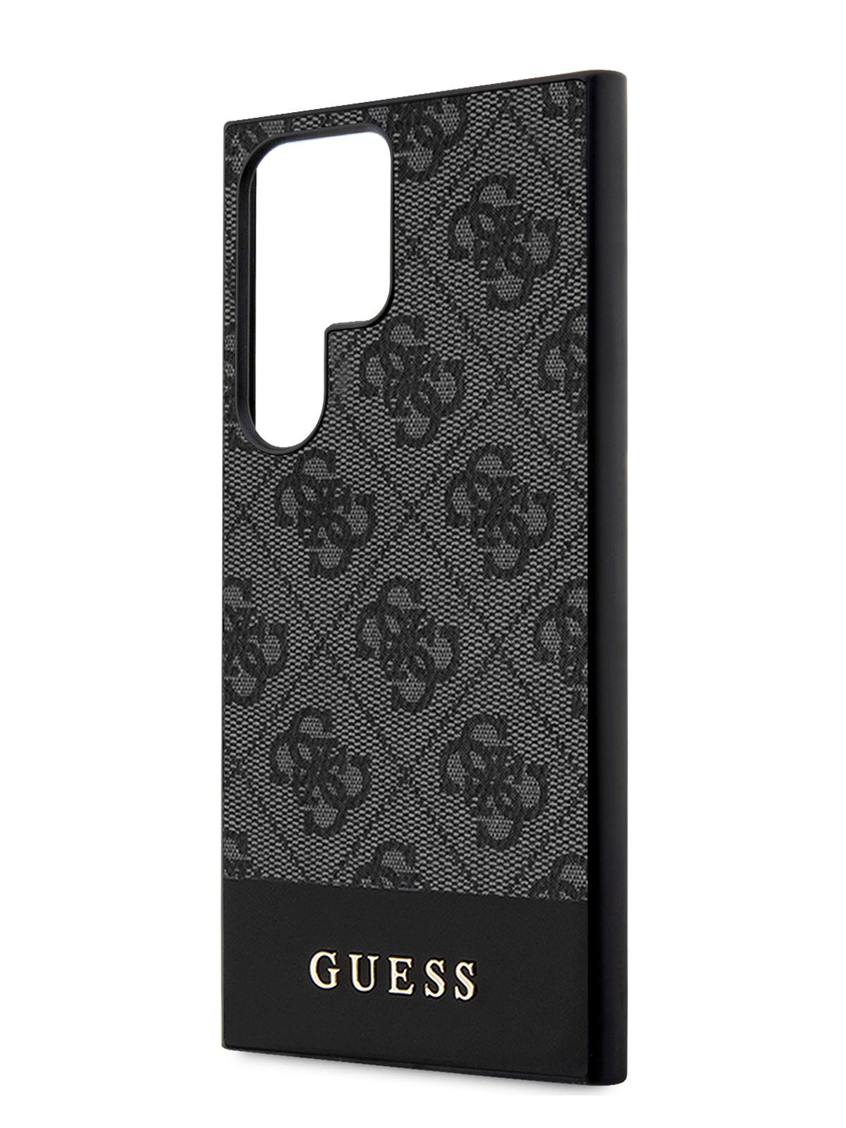 Чехол Guess для Samsung Galaxy S24 Ultra из экокожи Metal logo Hard Black