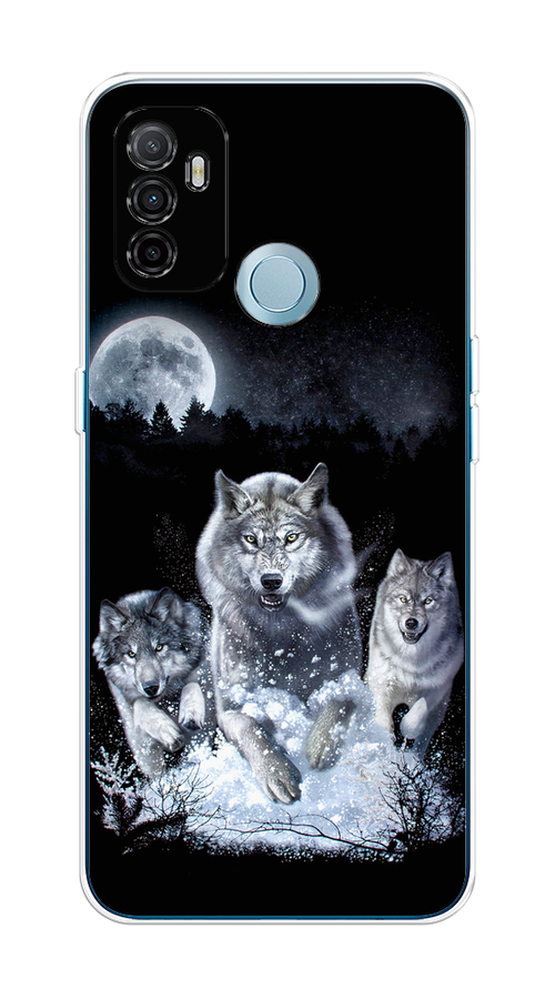 

Чехол на Oppo A53 "Стая волков под луной", Черный;белый;серый, 254350-1