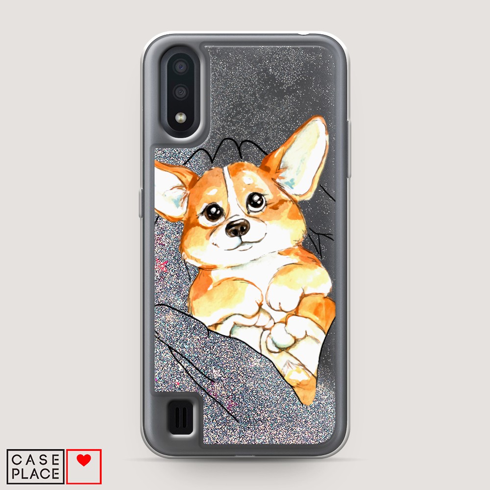

Чехол Awog на Samsung Galaxy A01 "Корги в ладошках", Разноцветный, 29591-1
