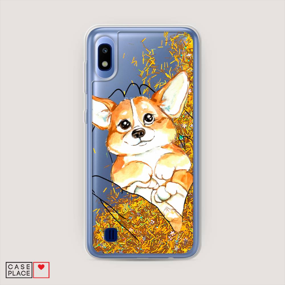 

Жидкий чехол с блестками "Корги в ладошках" на Samsung Galaxy A10, 27990-1