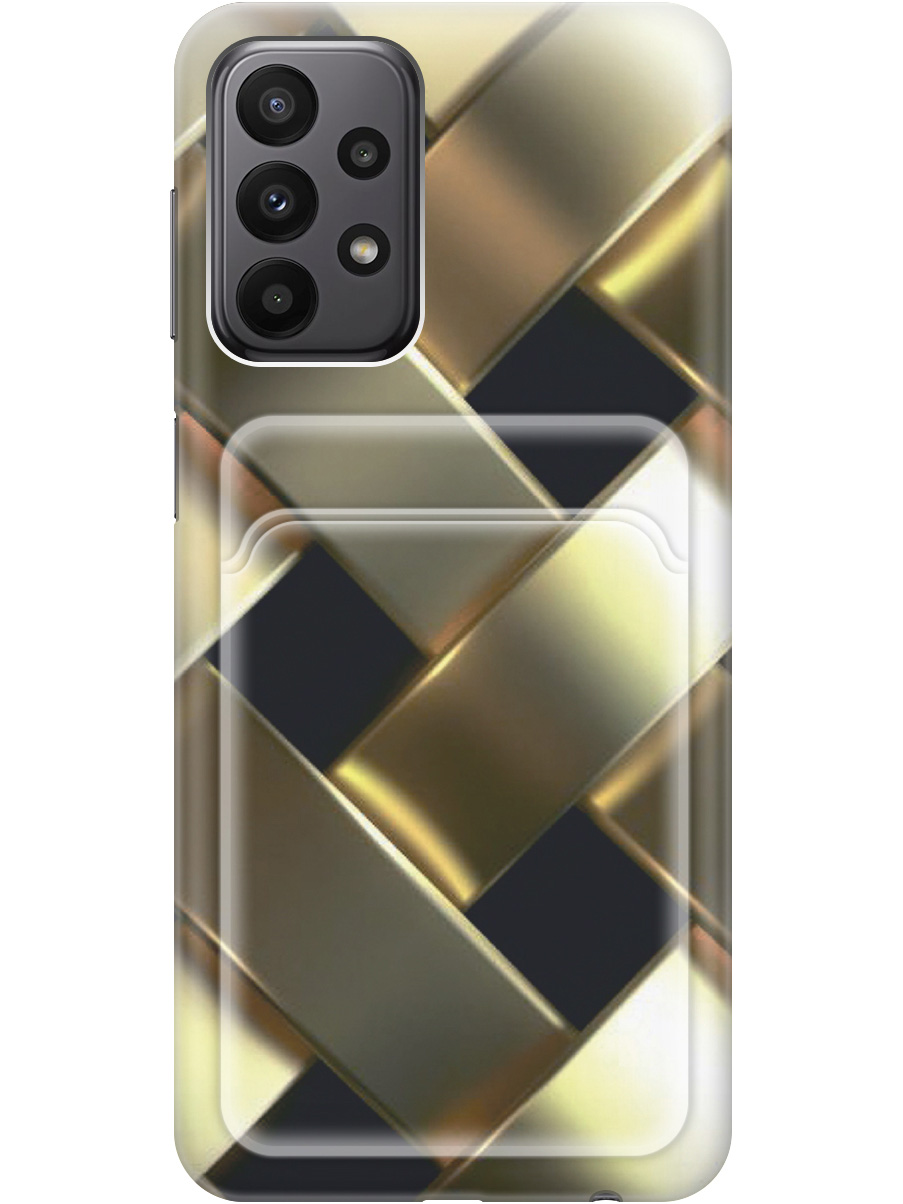 

Силиконовый чехол на Samsung Galaxy A23 4G с рисунком "Золотистое плетение", Золотистый;черный, 20012004