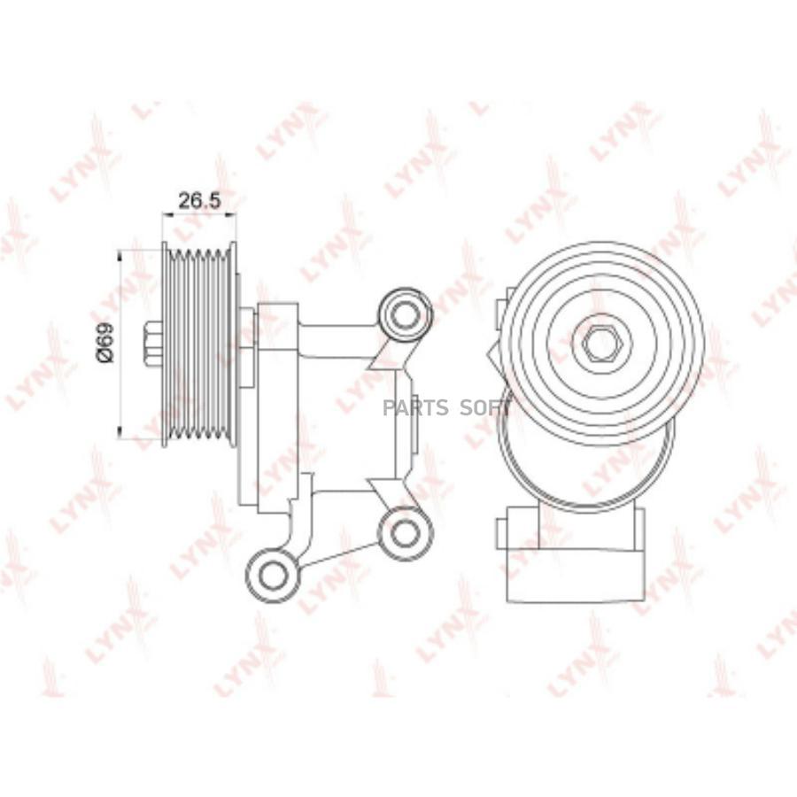 

LYNXAUTO PT-3196 Натяжитель руч.ремня с роликом MAZDA 3(BK/BL) 2.0 03-14 / 5(CR/CW) 1.8-2.