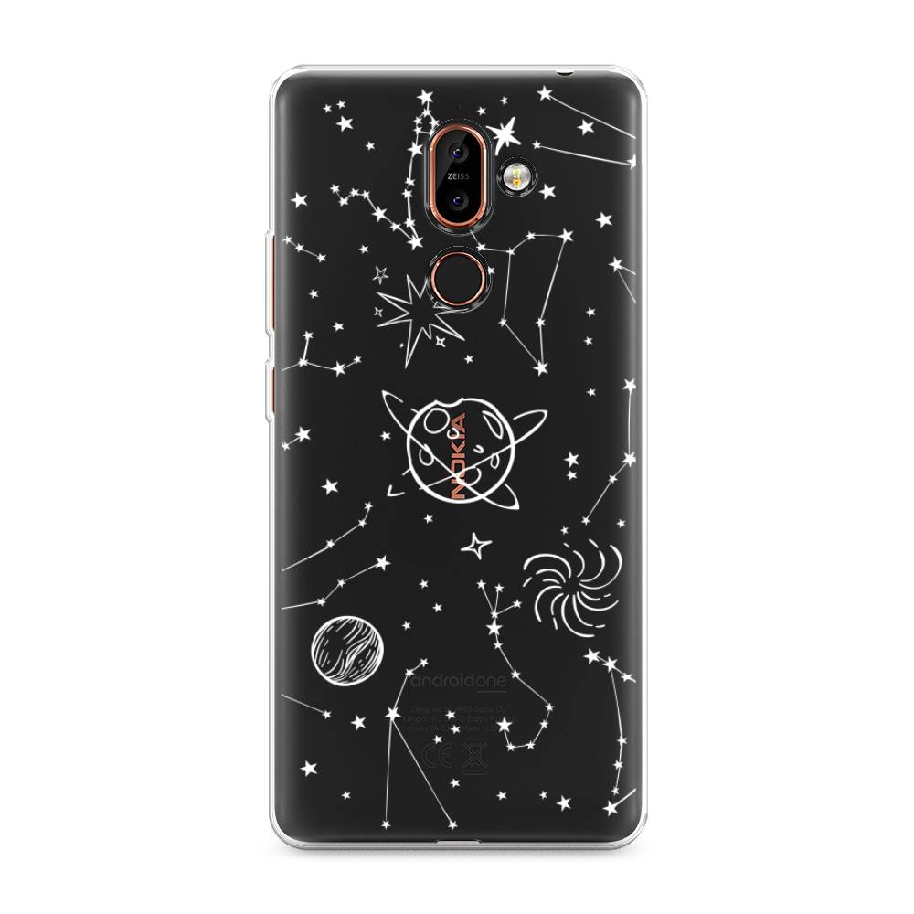 

Чехол на Nokia 7 Plus "Планеты в космосе", Белый, 121050-2