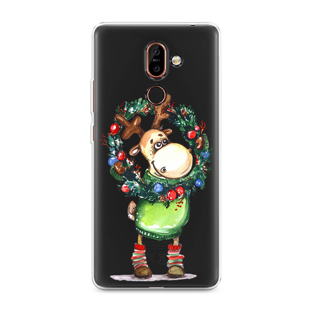 

Чехол на Nokia 7 Plus "Олень с новогодним венком", 121050-4