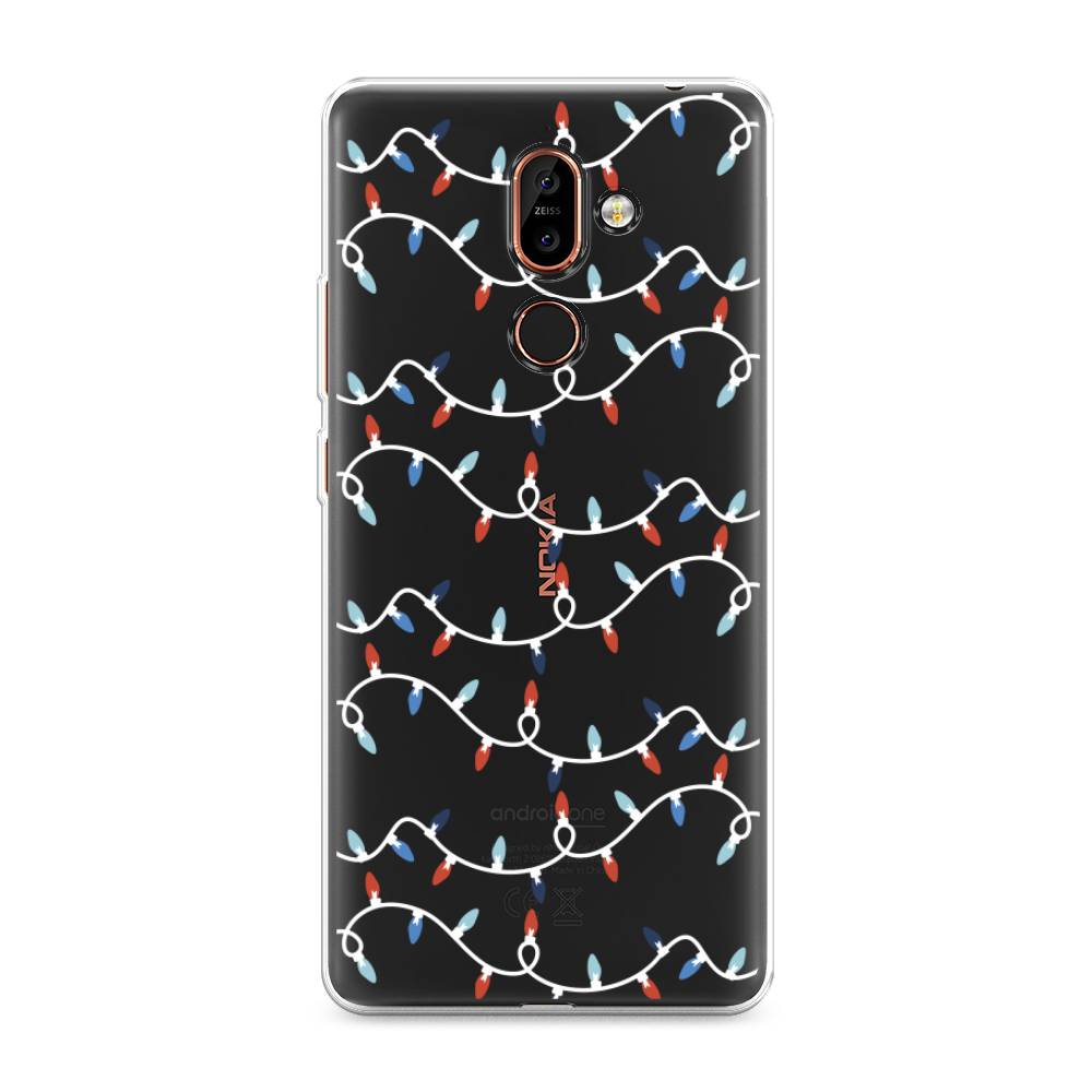 

Чехол на Nokia 7 Plus "Разноцветная гирлянда", Белый;красный;синий, 121050-5