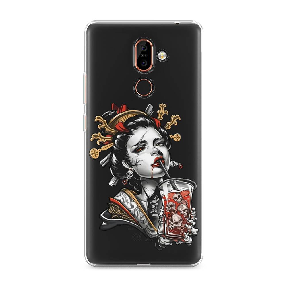 

Чехол на Nokia 7 Plus "Опасная гейша", Красный;черный;серый, 121050-4