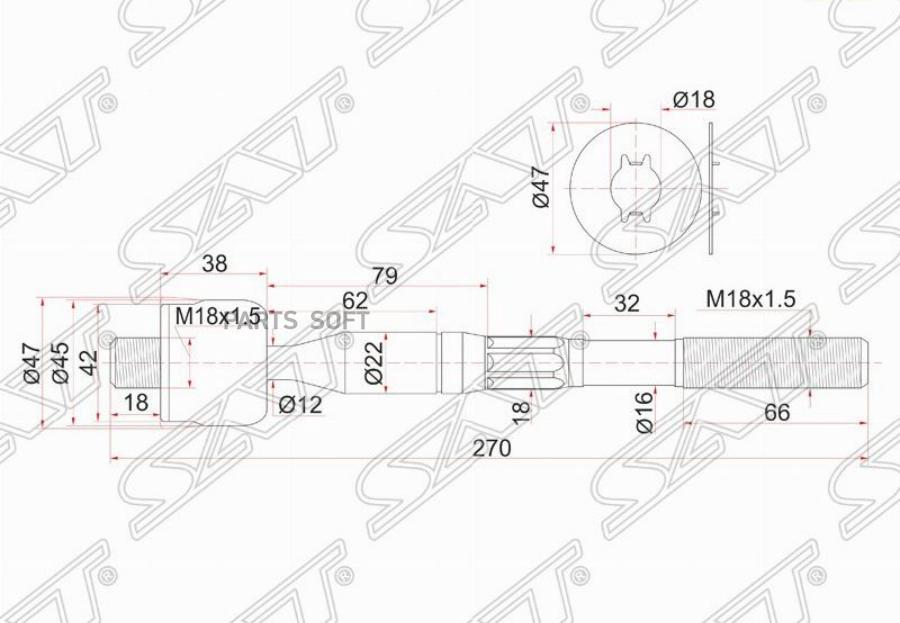 

Тяга Рулевая Toyota Dyna 150 01- Sat арт. ST-45503-29425