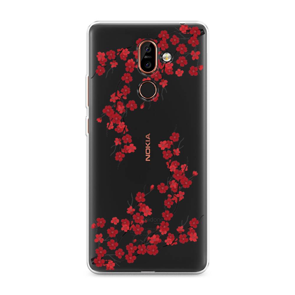 

Чехол на Nokia 7 Plus "Красная сакура", Красный;черный, 121050-2