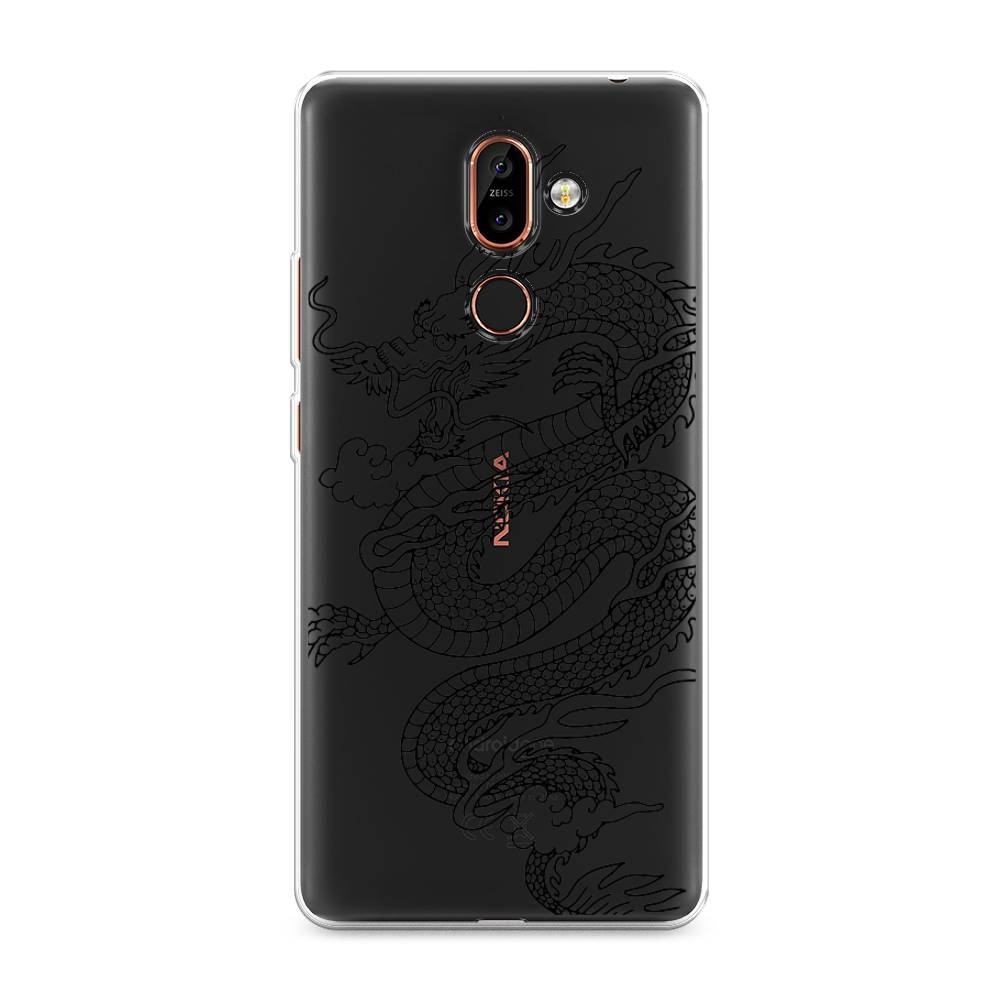 

Чехол на Nokia 7 Plus "Большой китайский дракон", Черный;серый, 121050-1