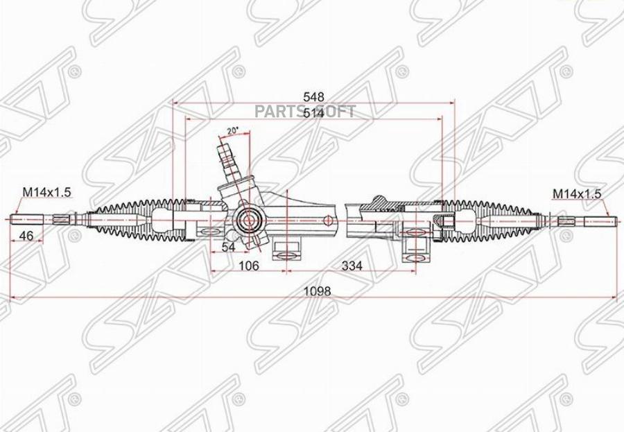 Рейка Рулевая Toyota Corolla 02- (Электрическая) Шток D=14 Lhd Sat арт. ST-45510-02050