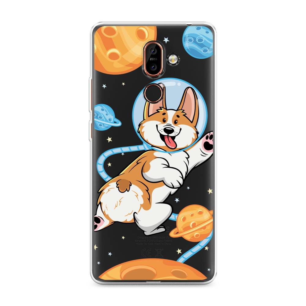 

Чехол на Nokia 7 Plus "Корги-космонавт", Голубой;бежевый;белый, 121050-1