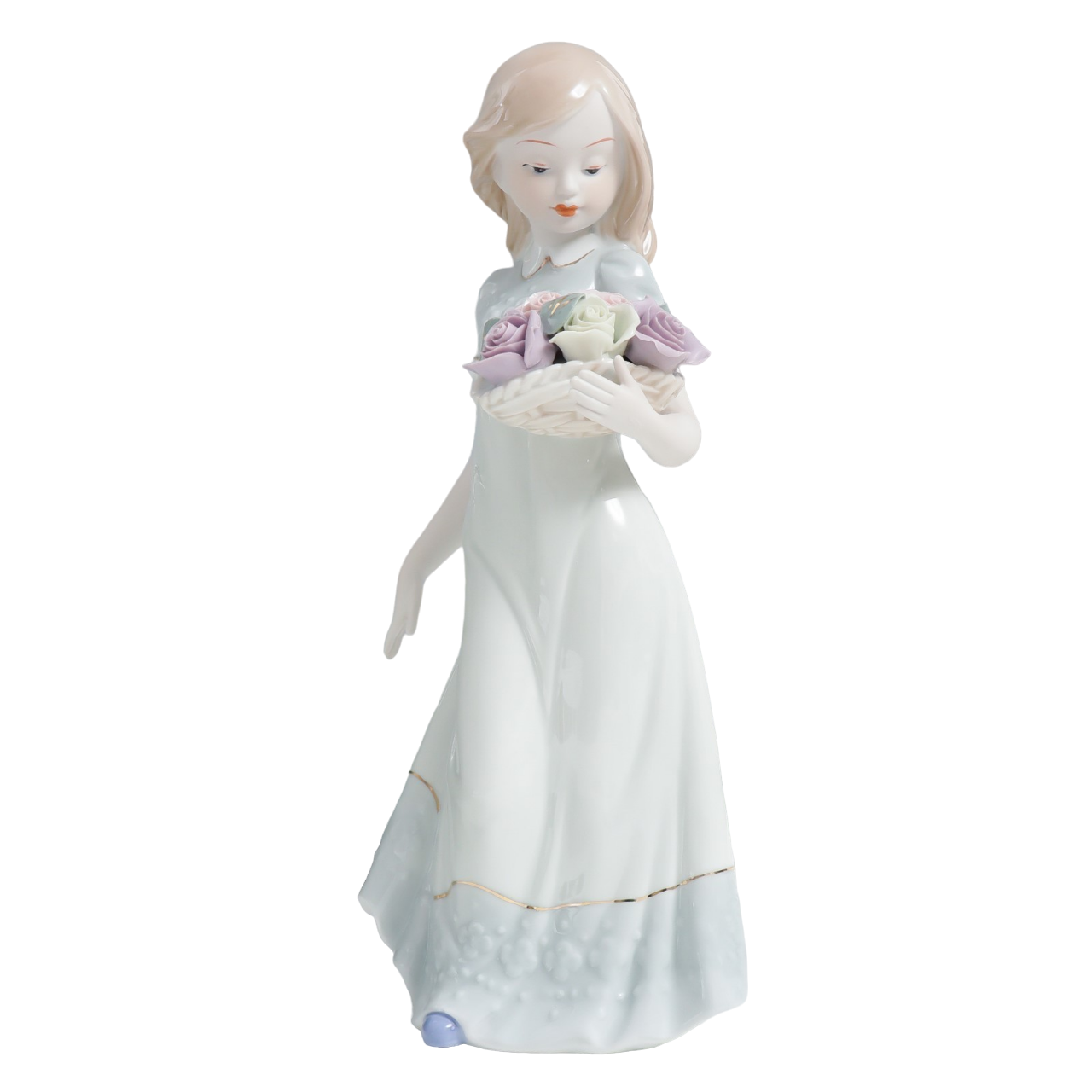 

Сувенир Девочка с розовым букетом 15х11х30 см