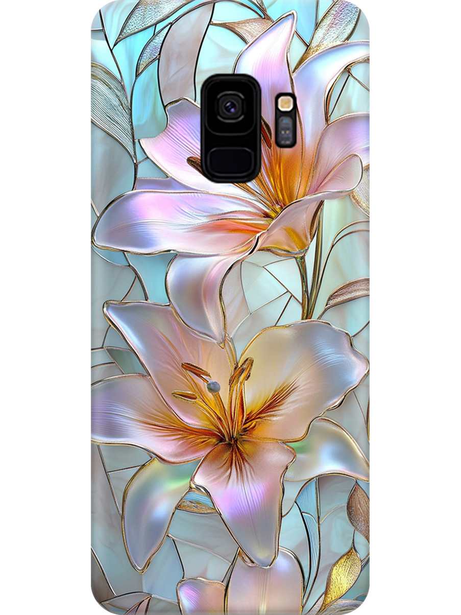

Силиконовый чехол на Samsung Galaxy S9 с принтом "Витраж с лилиями", Прозрачный;белый;голубой;розовый, 717153823