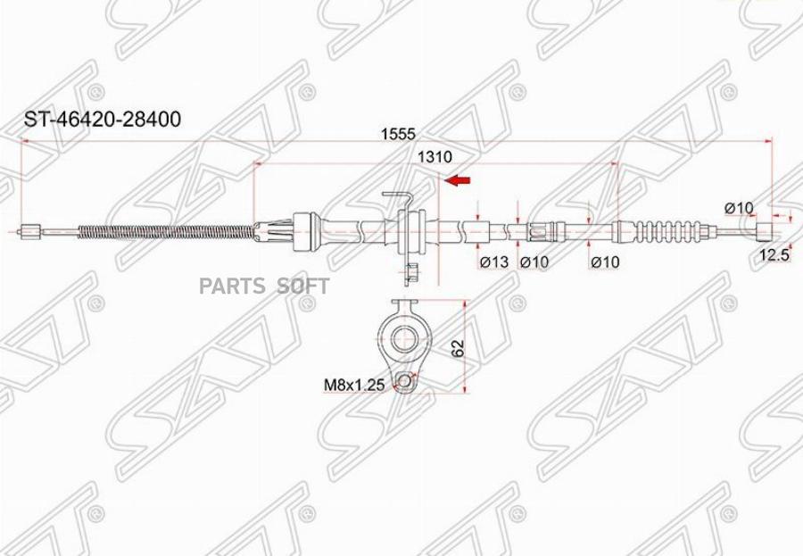 

Трос Ручника Ty Townace Noah 2wd Cr4 /Sr4 98- - Rh (правый) Sat арт. ST-46420-28400