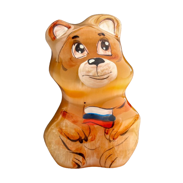 

Сувенир Медведь Патриот селенит, Коричневый