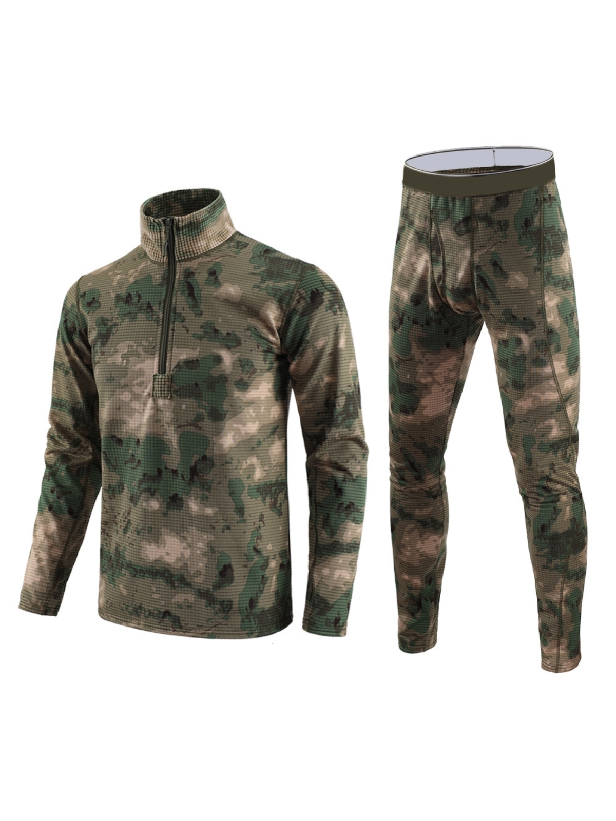 

Комплект термобелья Kamukamu 751042 с воротником камуфляж зеленый Размер 52 2XL, 751042