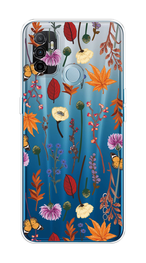 

Чехол на Oppo A53 "Orange Purple flowers", Оранжевый;красный;розовый;желтый;прозрачный, 254350-1