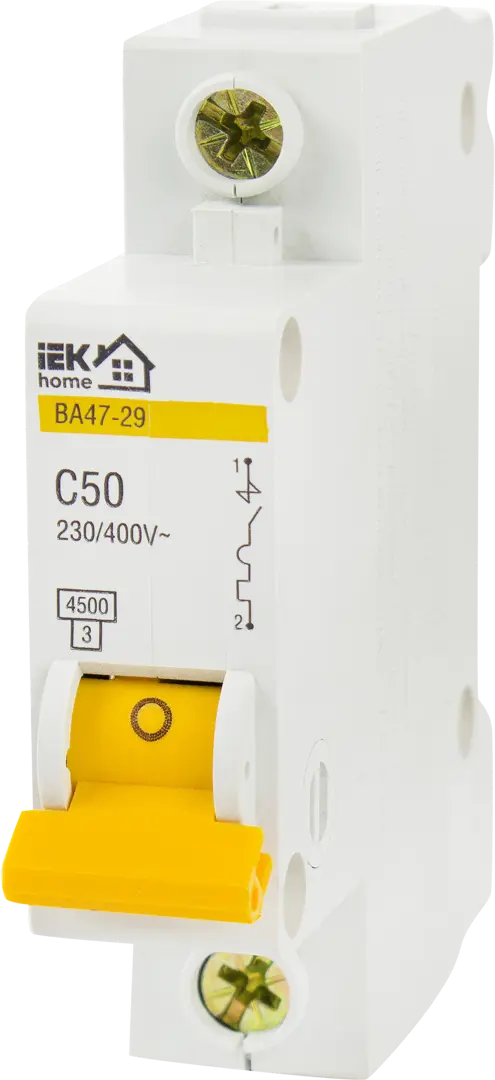 Автоматический выключатель IEK Home ВА47-29 1P C50 А 4.5 кА