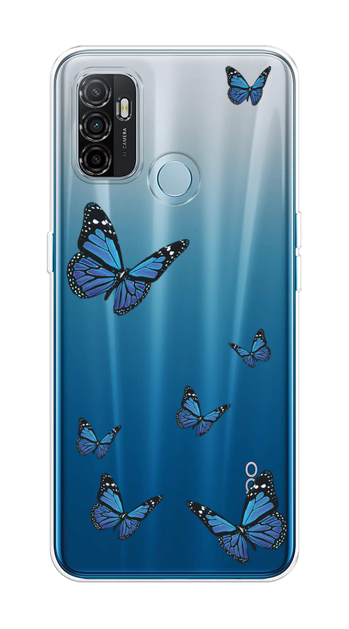 

Чехол на Oppo A53 "Blue butterflies", Синий;черный, 254350-1