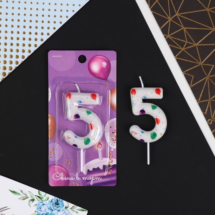 

Свеча в торт "5" , 5,5 х 8 см, С Днем рождения
