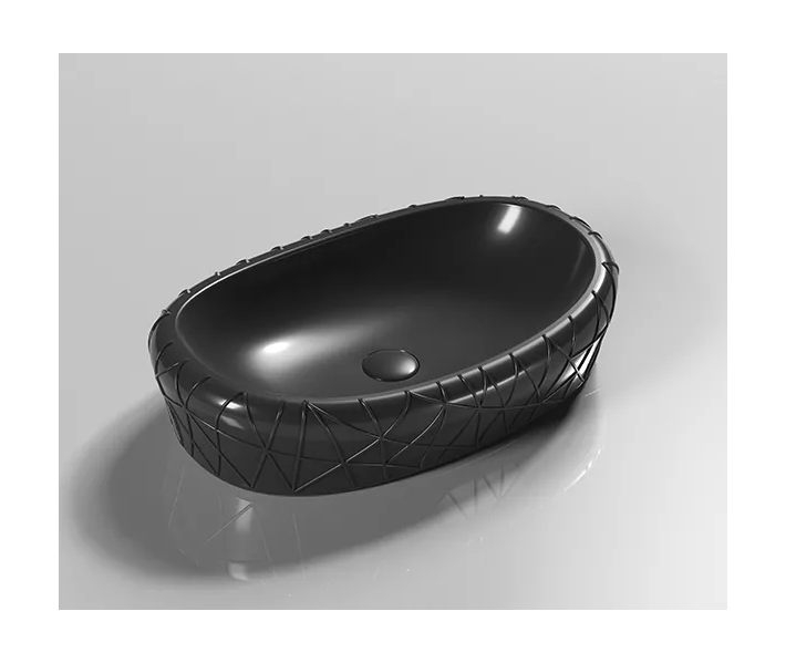 Накладная прямоугольная черная матовая раковина для ванной GiD Bm777 керамическая сковорода 24х14 см на подставке чугун дерево овальная черная бык authentic