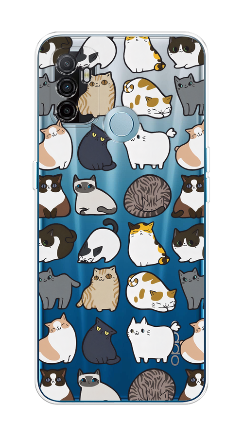 

Чехол на Oppo A53 "Милые котики", Прозрачный;белый;серый, 254350-1