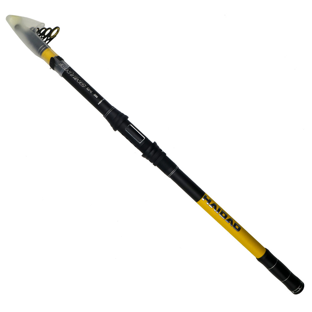 Телескопическая удочка HAIDAO, удилище для речной рыбалки, желтый, 2,4 м