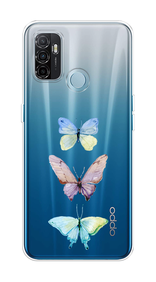 

Чехол на Oppo A53 "Акварельные бабочки", Бирюзовый;розовый, 254350-1