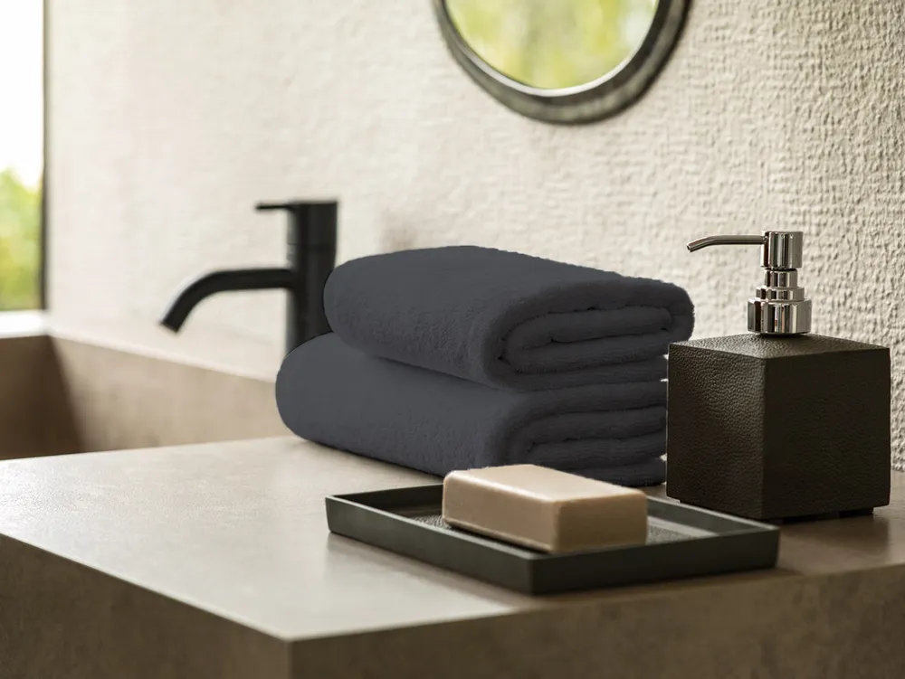 фото Полотенце для рук 50х100 100% хлопок 470 гр 20/2 двойная отстрочка цвет серый togas