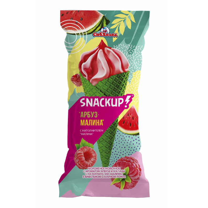 

Мороженое молочное СибХолод Snackup арбуз-малина 80 г