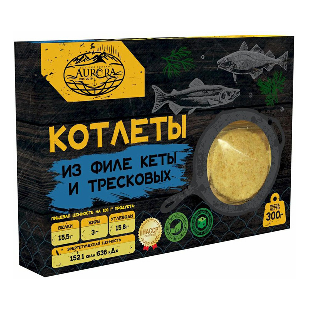

Котлеты Aurora из филе кеты с треской замороженные 300 г