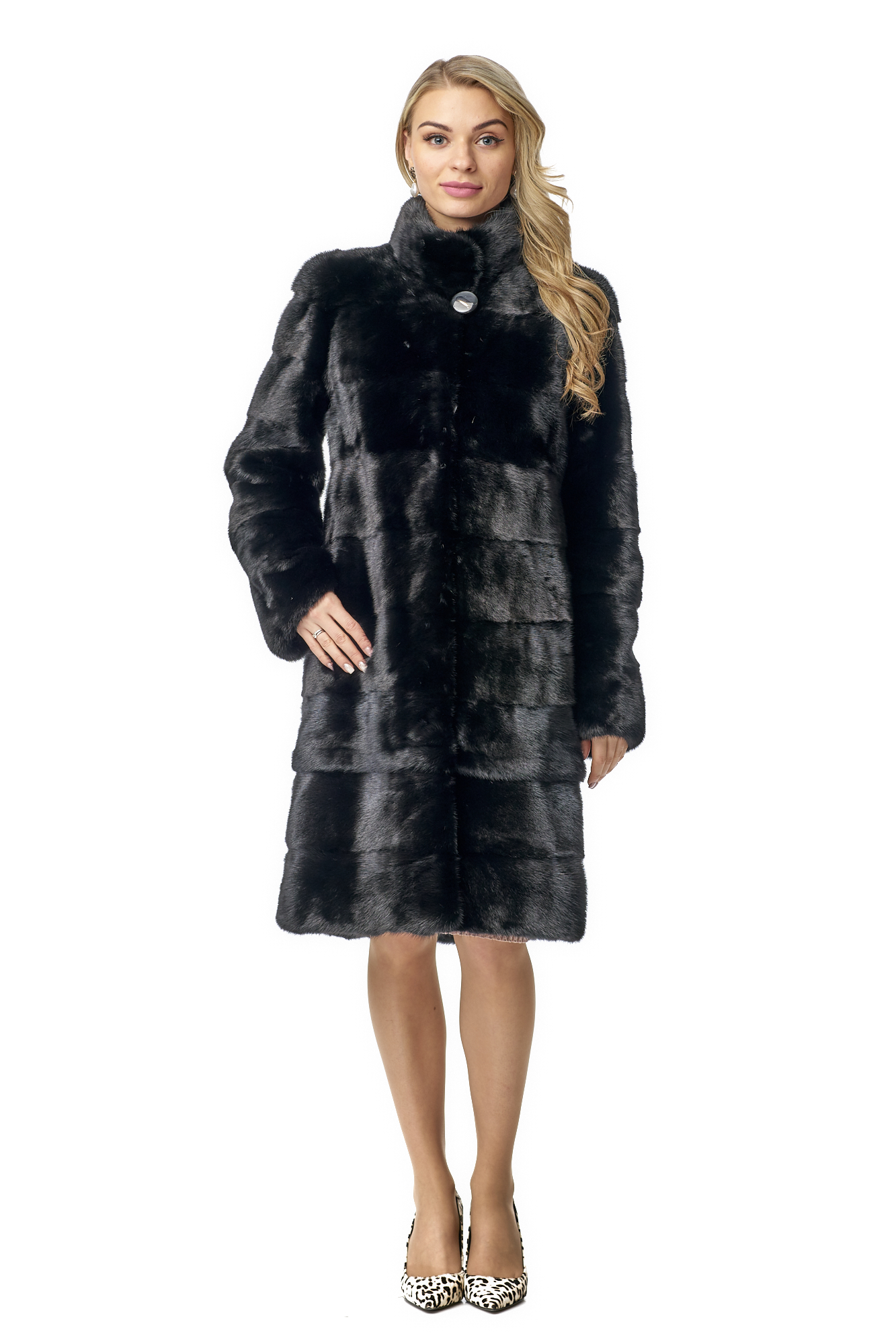 

Шуба женская МОСМЕХА 8010653 черная 60 RU, 8010653