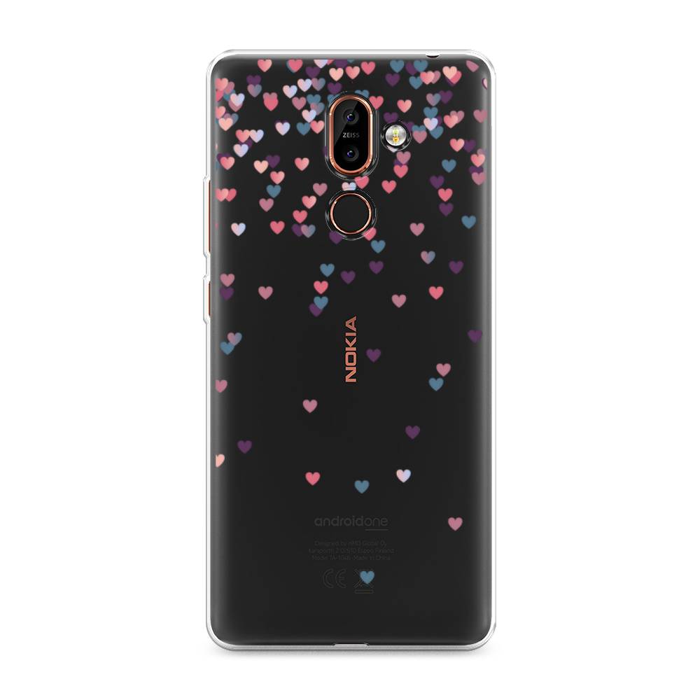 

Чехол на Nokia 7 Plus "Посыпка сердечки", Розовый;фиолетовый, 121050-3