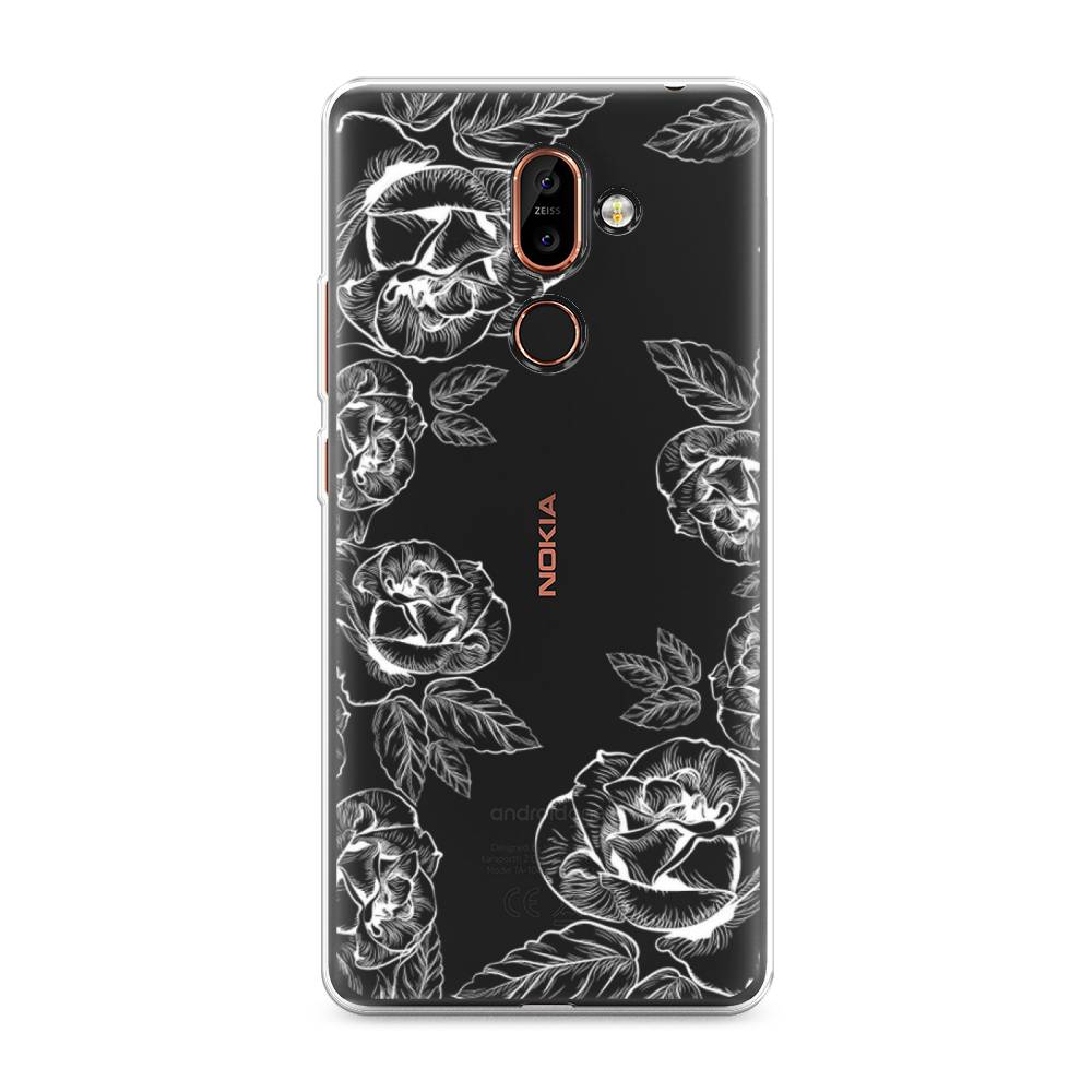 

Чехол на Nokia 7 Plus "Розы графика", Черный;серый, 121050-2