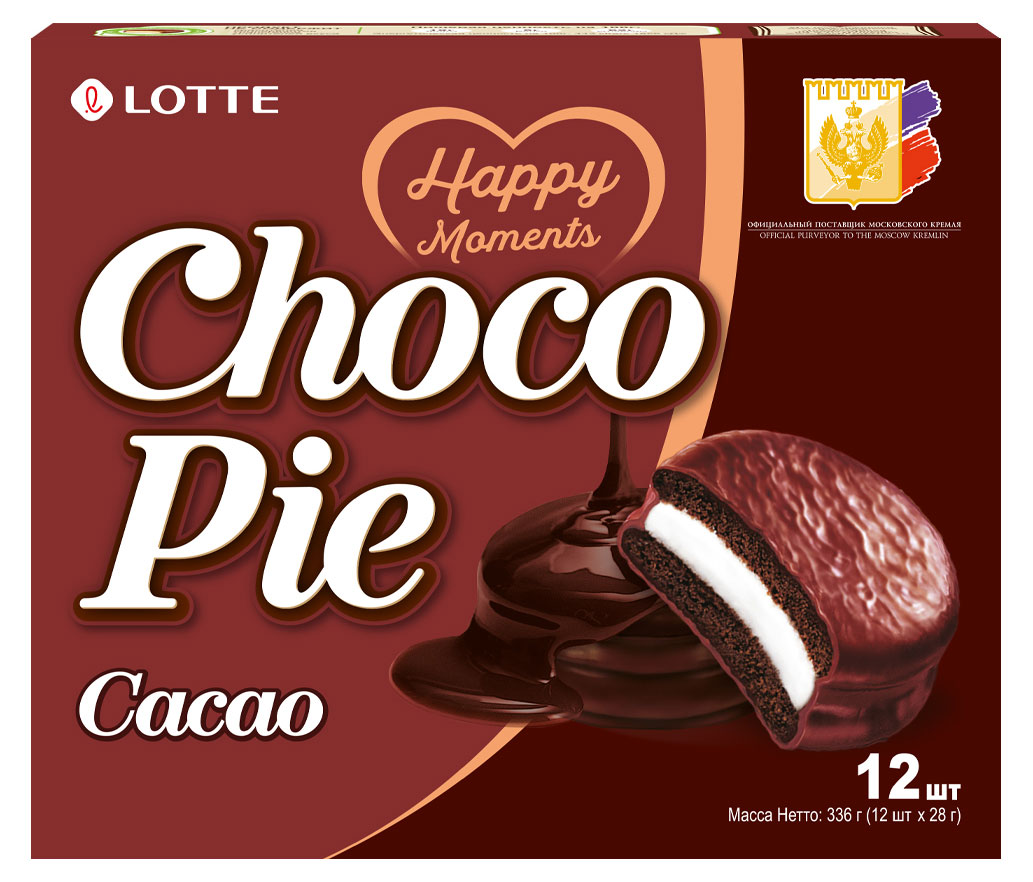 Печенье Lotte choko pie cacao с насыщенным шоколадным вкусом 336 г