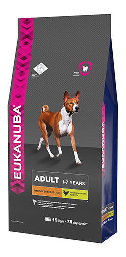 фото Сухой корм для собак eukanuba adult medium breed, для средних пород, домашняя птица, 15кг