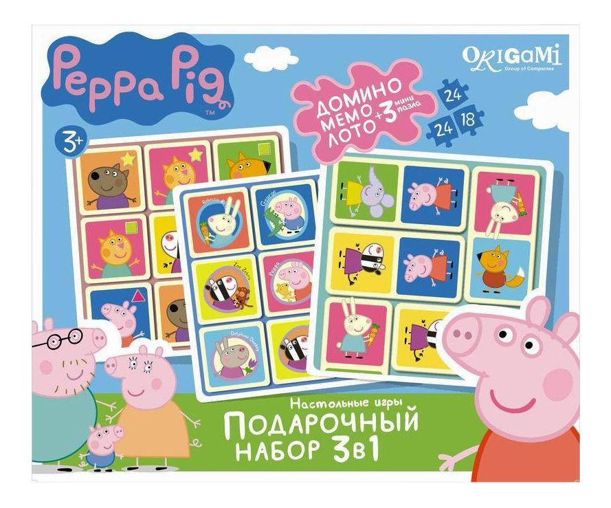 фото Настольная мини-игра origami peppa pig подарочный набор 3 в 1