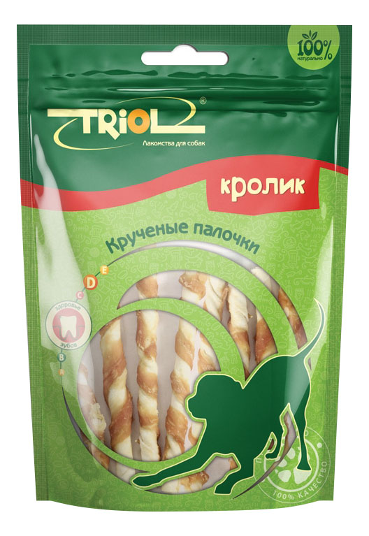 фото Лакомство для собак triol, крученые палочки с кроликом, 70г