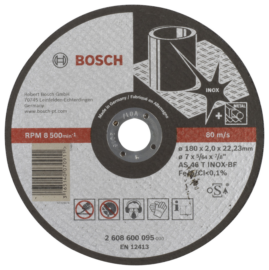 Диск отрезной абразивный Bosch INOX 180X2 мм 2608600095 пильный диск для настольных циркулярных пил bosch