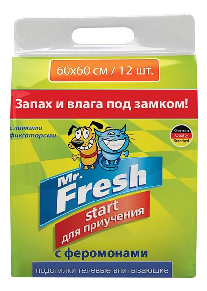 Пеленки для кошек и собак одноразовые Mr.Fresh Start 60 x 60 см, 12 шт