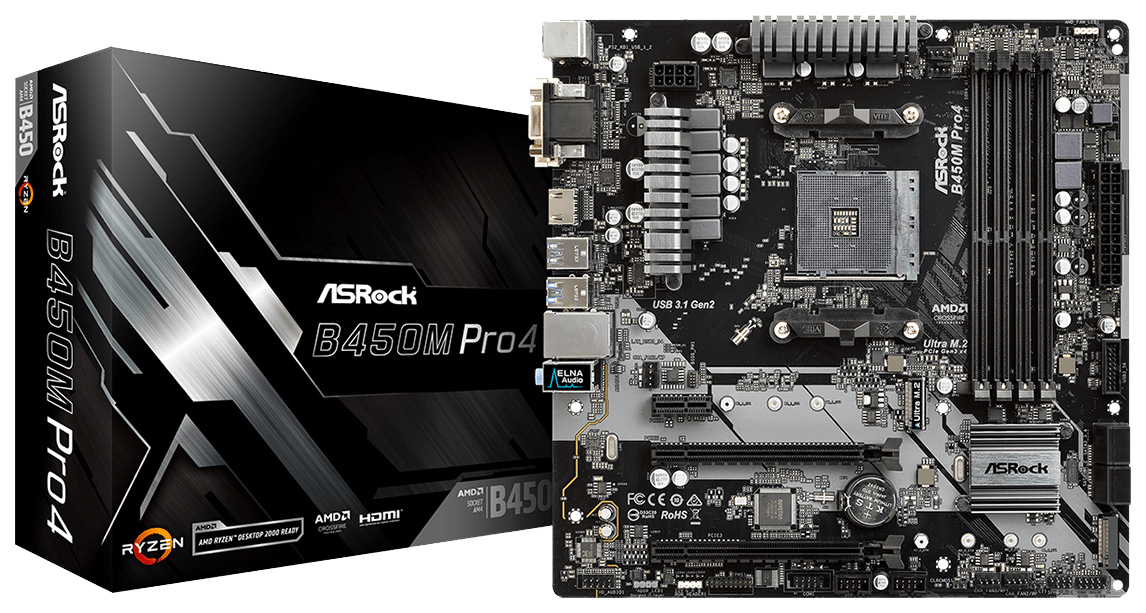 фото Материнская плата asrock b450m pro4