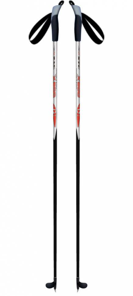 Палки лыжные 100% стекловолокно, рост 155 stc X600, красный